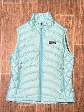 Patagonia Down Vest Quilted Blue Full Zip Women’s Small Outdoors Packable